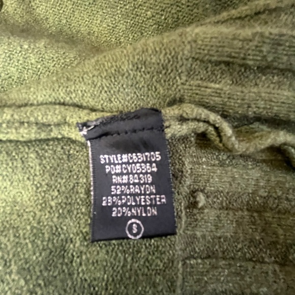 Cyrus Olive Open-Front Ribbed Trim Cardigan - Picture 4 of 5